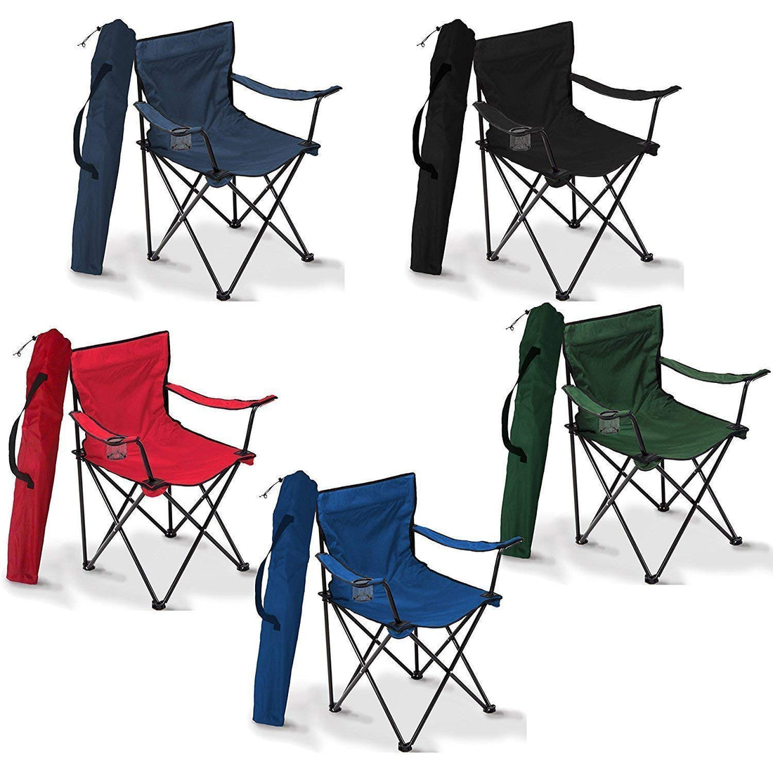 Alloy Steel Portable Folding Chair with Arm Rest and Cup Holder with Carrying Bag for Camping Travelling Lawn Patio Fishing Garden Beach Picnic Outdoor Foldable Chair, Assorted