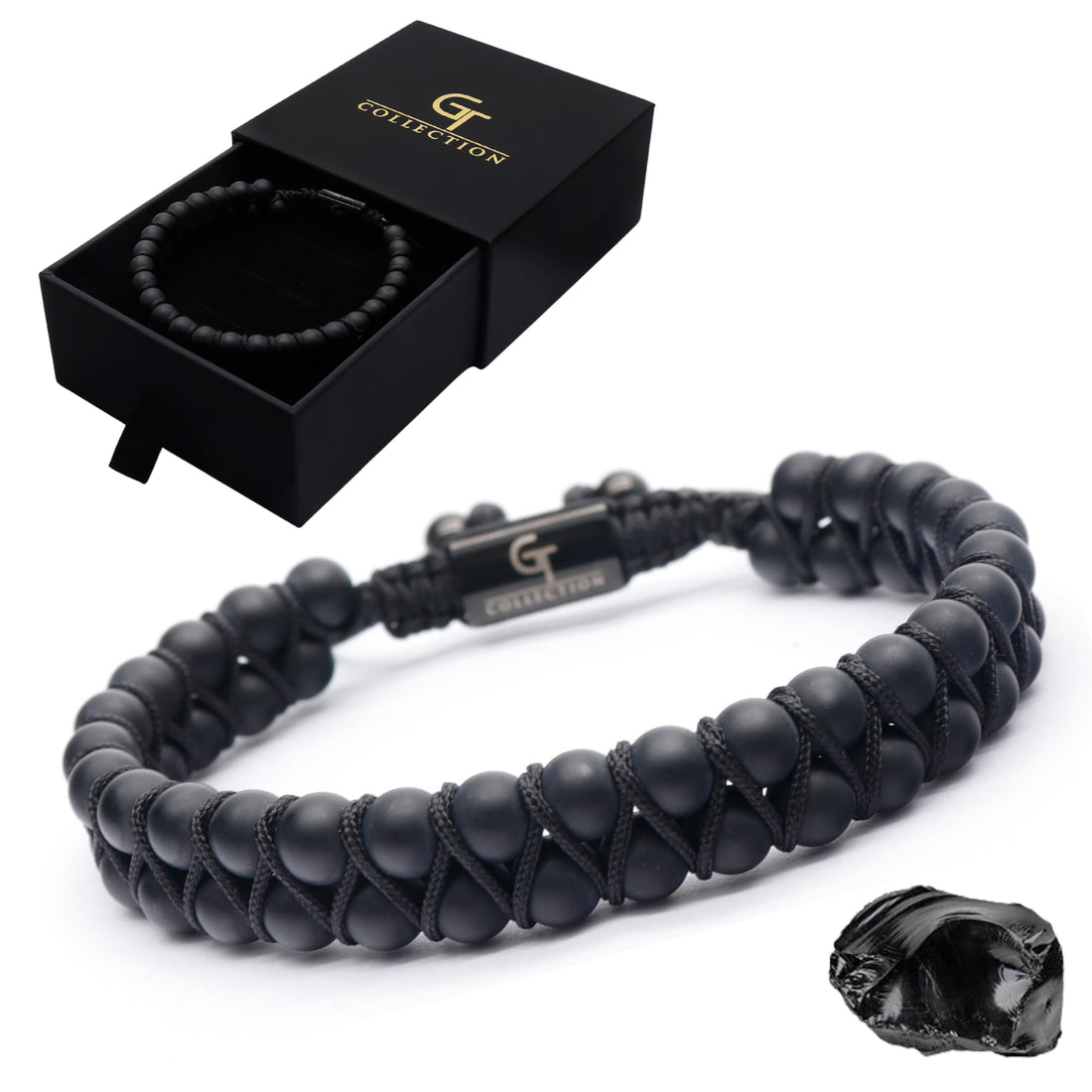 GT collection Men's Bracelet with Leopard Head, Powerful Beaded Stone Jewelry, Adjustable Panther Wristwear, Graduation Gift for Him