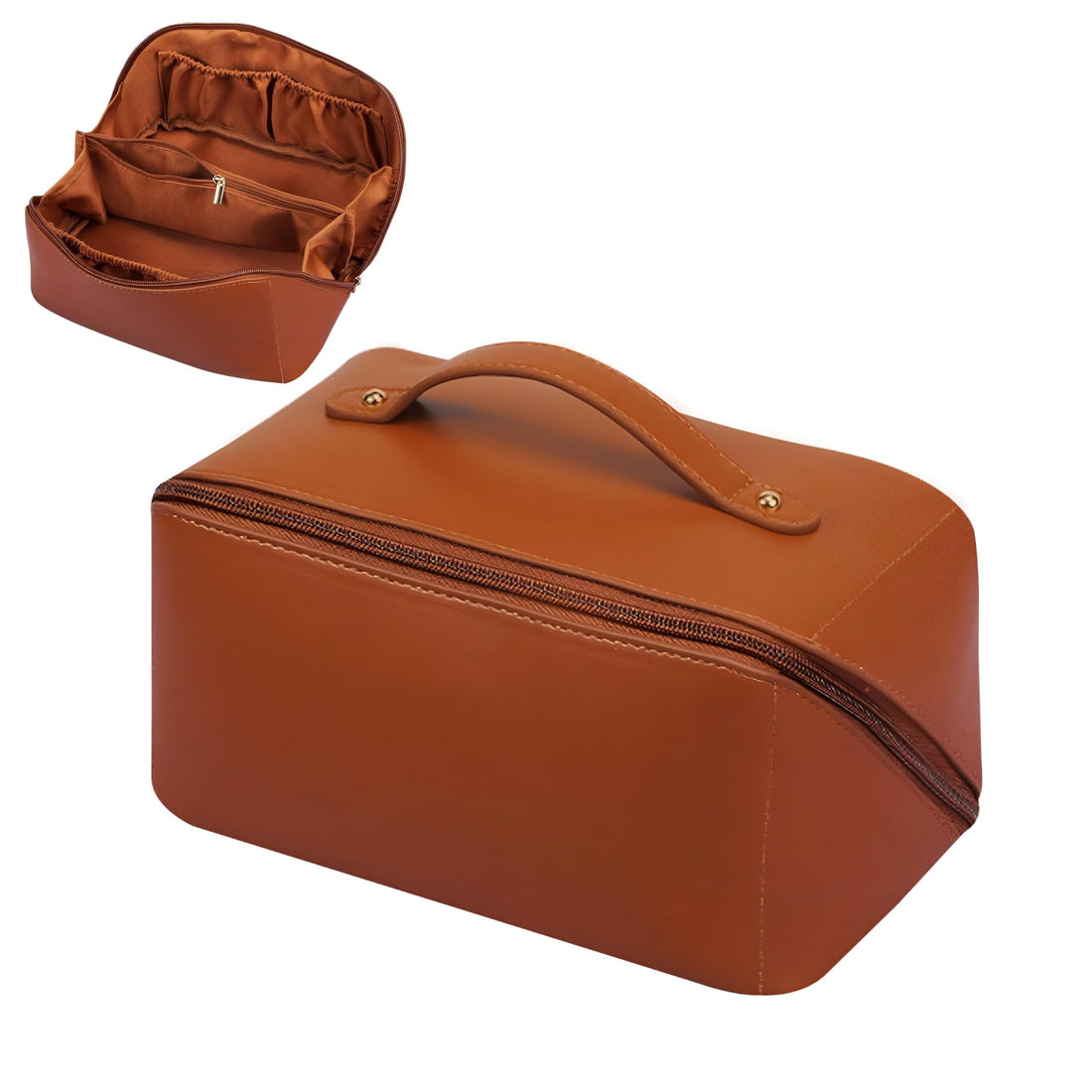 Makeup Organizer Bag - Premium quality portable cosmetic case crafted from durable leather material, designed for daily use, travel, and effortless storage of all essential beauty accessories and tool