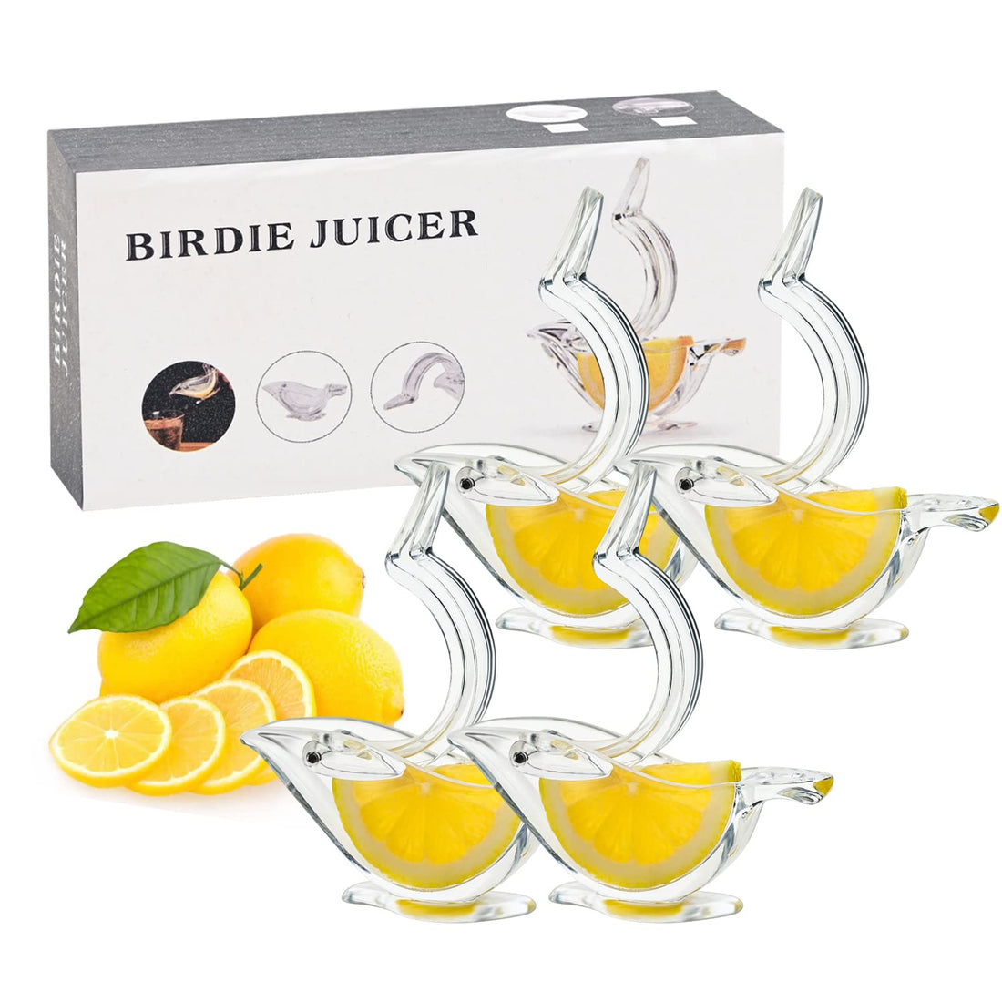 Bird Lemon Squeezer, Lemon Juicer Acrylic Manual Juice Lime Squeezer Bird Shape Lemon Slice Wedge Squeezer, Ergonomic Portable Fruit Juicer for Orange Lemon Pomegranate Home Kitchen Bar Gadget