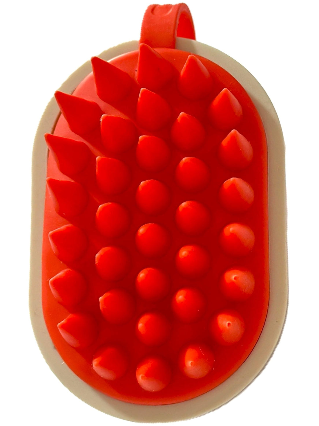 Massager Brush - Silicone Massager With Tank, Grateful Silicone Massage Brush Shampoo Scalp, Body Washing and Hair Massage Comb - Oval (Off White & Dark Orange)