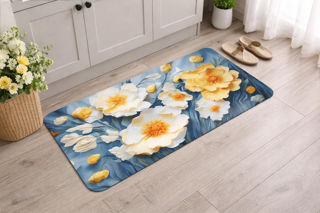 Non-Slip Decorative Floor Mat, Soft Absorbent Indoor Room & Door Mat, Multi-Purpose for Bedroom, Living Room, Kitchen, Bathroom (A)