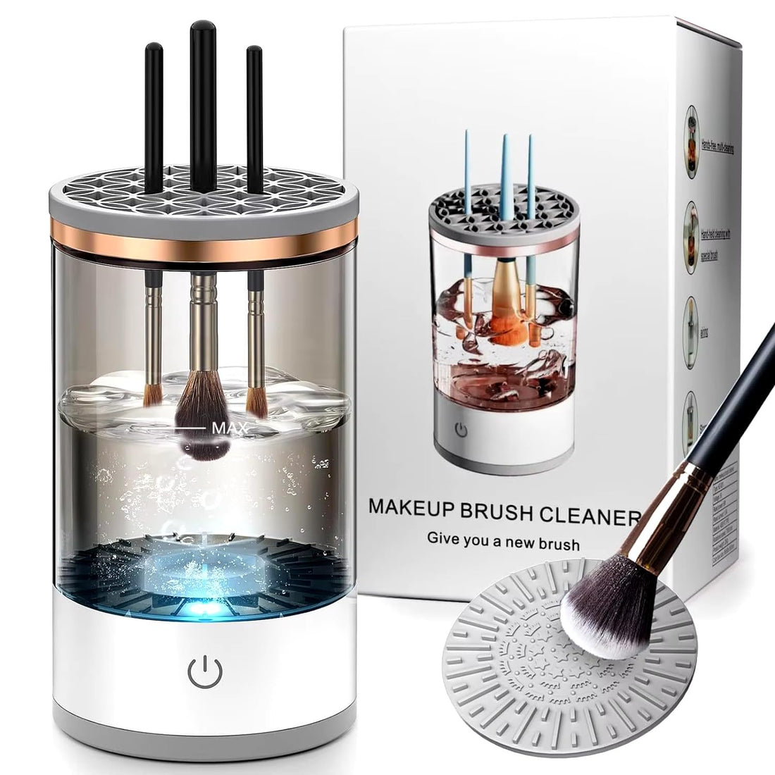 Electric Brush Cleaner, Portable Makeup Brush Cleaner USB Rechargeable Quick Cleaning and Drying for Makeup Brushes.