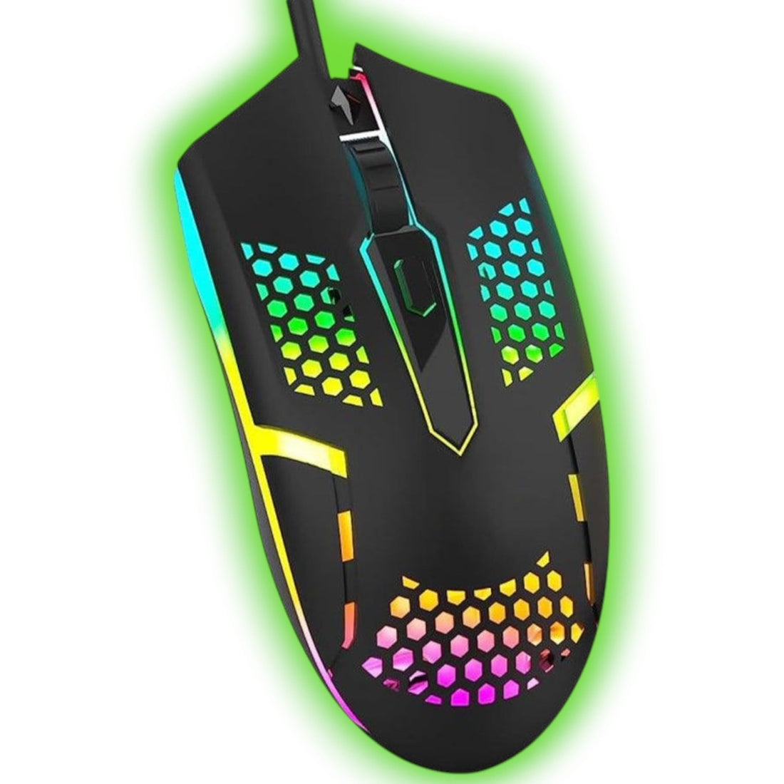 Professional Honeycomb Optical Gaming Mouse - Anti-Sweat Breathable Design - 3600 DPI Adjustable - 6 Buttons - RGB Backlit - Durable Nylon Braided Cable - Plug & Play for PC, Laptop, Windows (ZR-1710)