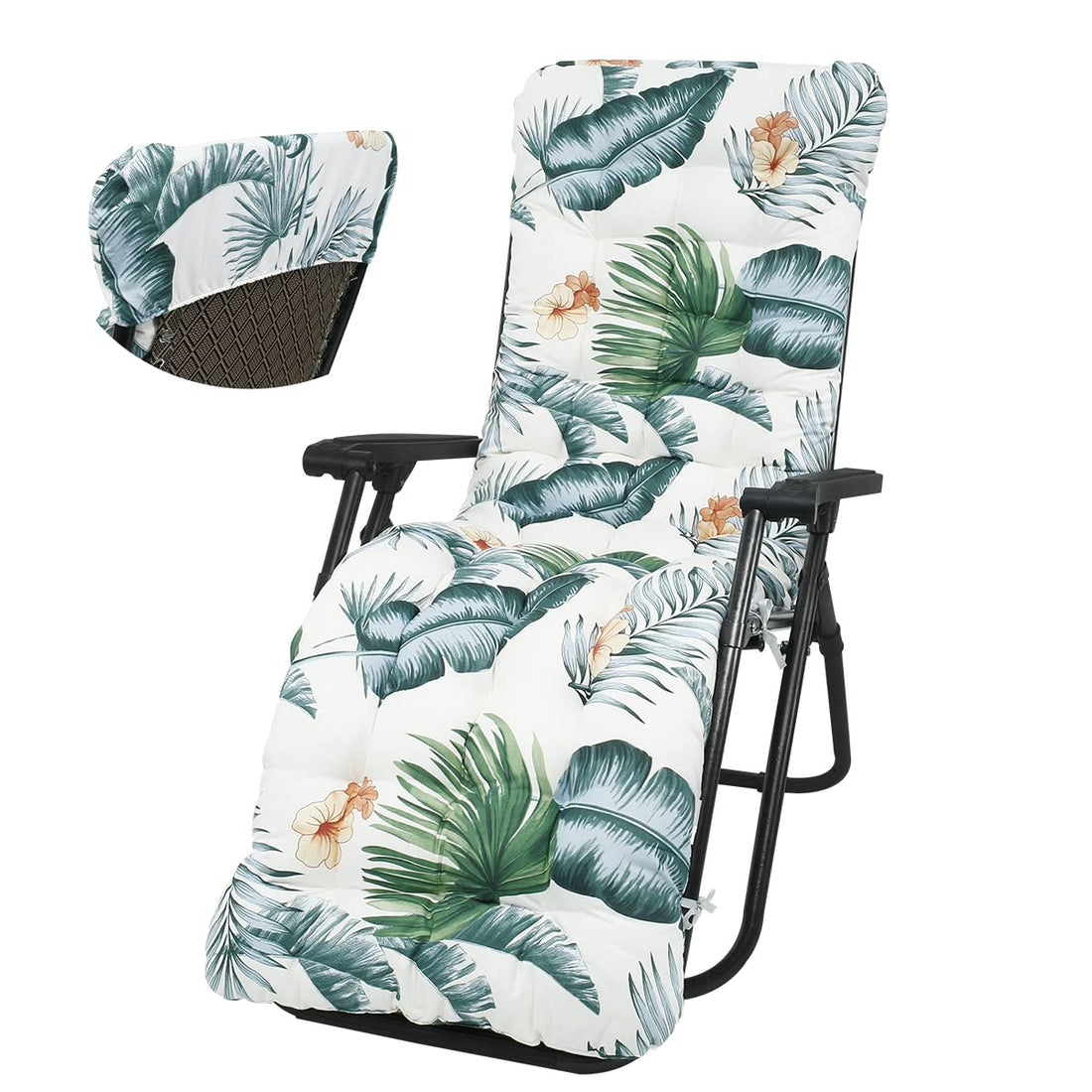 Moro Sun Lounger Cushion Patterned Garden Recliner Cushion Replacement Thick Chair Pad Non-Slip High Back Sun Lounger Seat Pads With Backrest Ties Chair Cushions For Indoor Outdoor (Cushion Only)