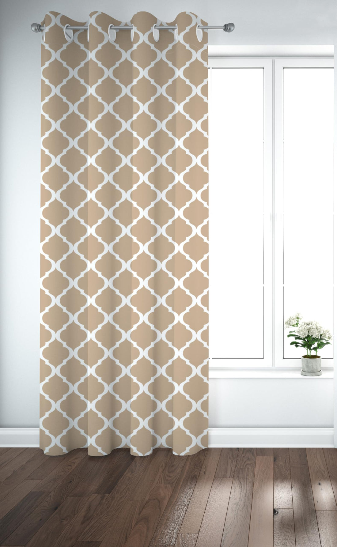 Cartela Fabrics Print Curtain (Beige, 130Wx240H)