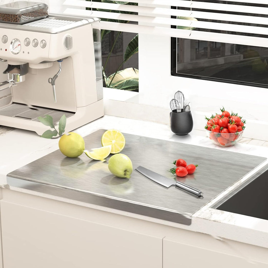 Stainless Steel Cutting Boards for Kitchen, 316 Stainless Chopping Board, Non-Slip Metal Cutting Boards for Meat, Fruits, Vegetables, and Baking Food Grade Double-Sided Cutting Boards (Silver)
