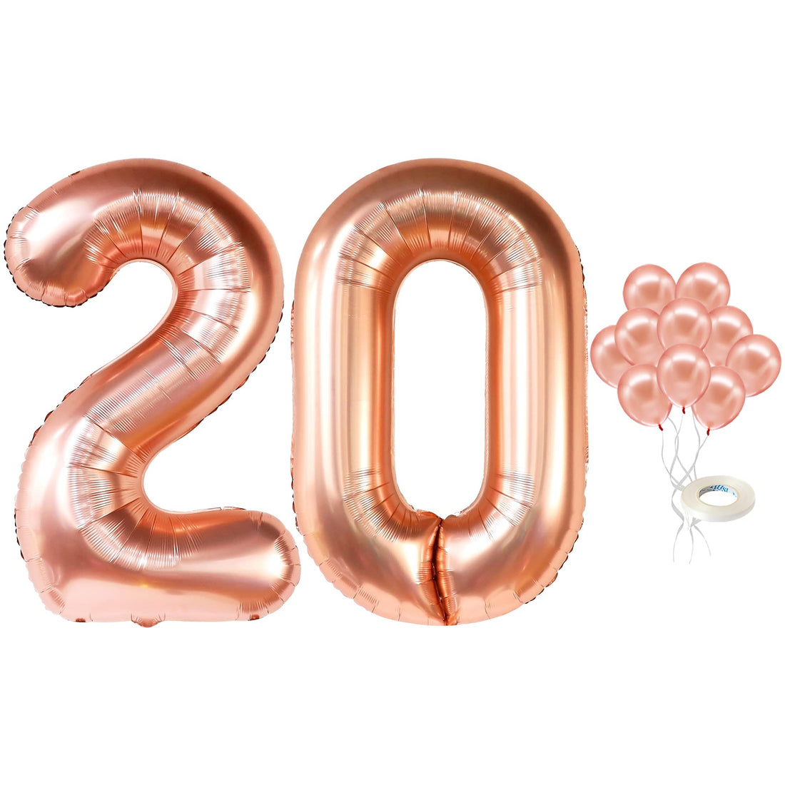 Rose Gold 20 Balloon Number Decorations Set - Large, 40 Inch | Rose Gold Latex Balloons and Number 20 Balloons | 20 Birthday Balloons for 20 Year Old Birthday | 20th Birthday Decorations for Women