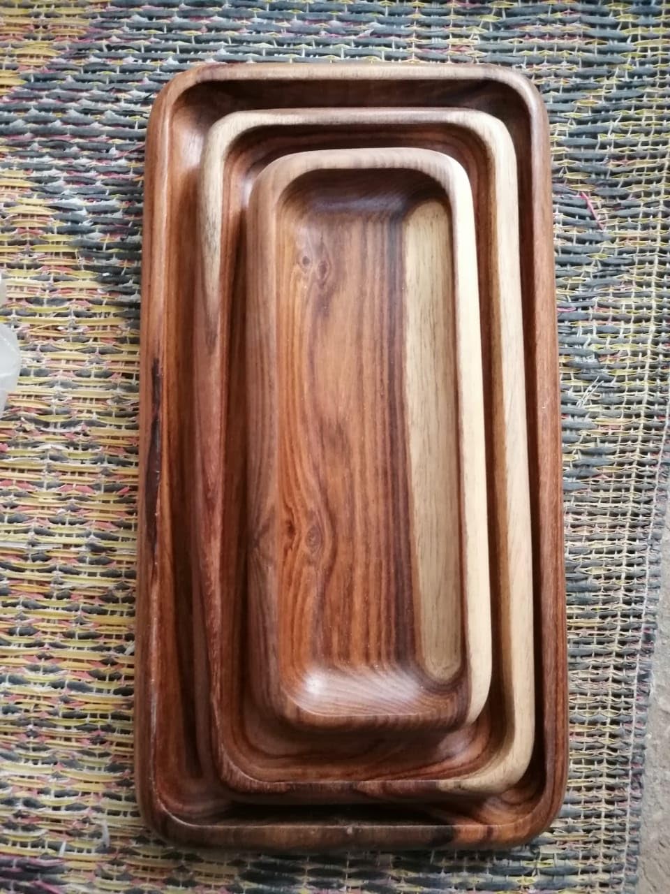 Hayah Wood - 3-piece tray set - طقم من الصواني 3 قطع