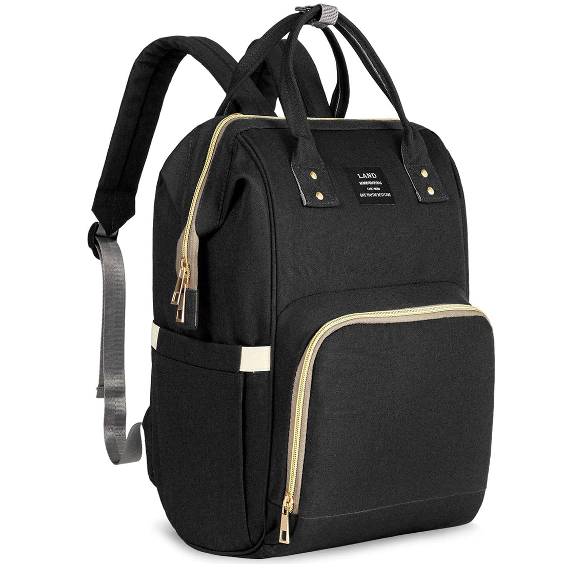 ALMEKAQUZ Baby Diaper Bag, Large Capacity Diaper Backpack, Multi-Function Travel Backpack Nappy Bags, Nursing Bag, Fashion Mummy, Roomy Waterproof for Baby Care, Stylish and Durable, BLACK, One Size