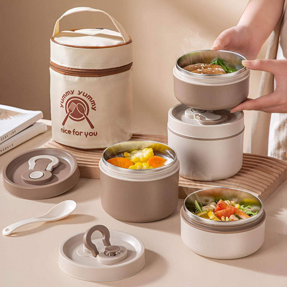 Thermal Lunch Carrier - Secure stainless steel box with leak-proof seal, microwave safe, and excellent heat retention for portable hot meals