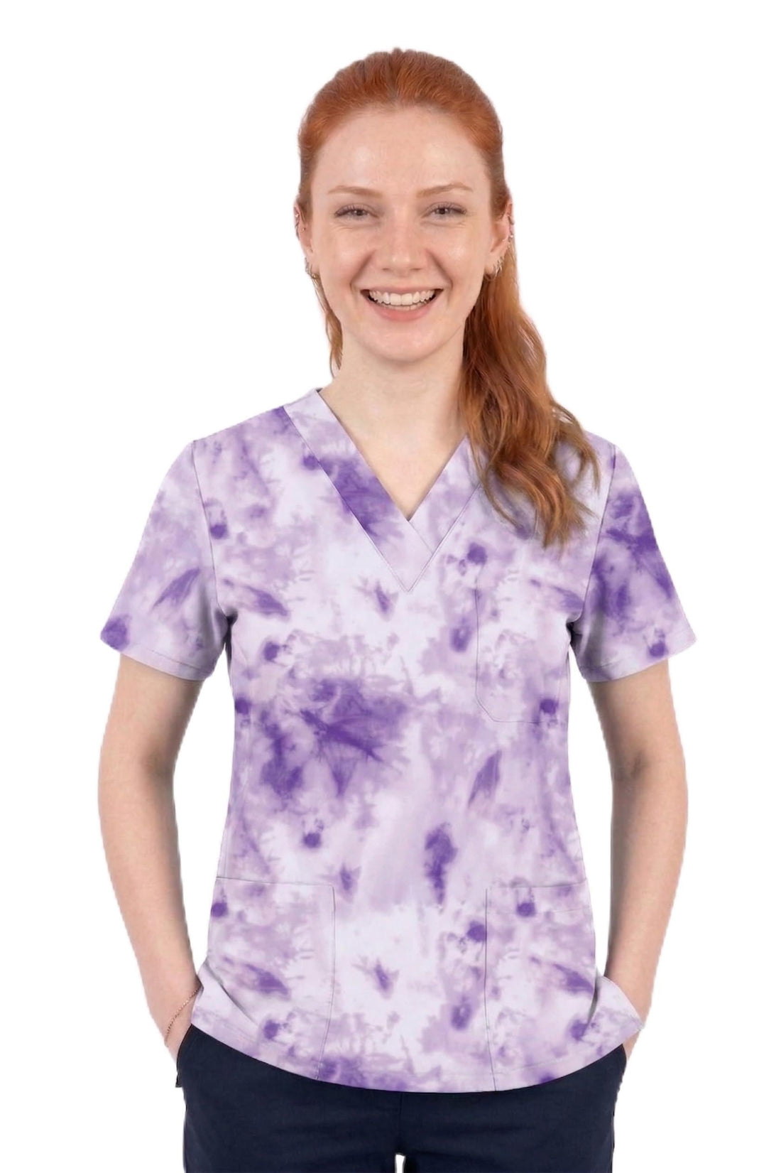 WAEVY MUNEE Medical Scrub printed Hospital unisex-dental - Surgical scrubTop only -half SLEEVE - Doctor Scrub -Medical Uniform توب فقط نص كم