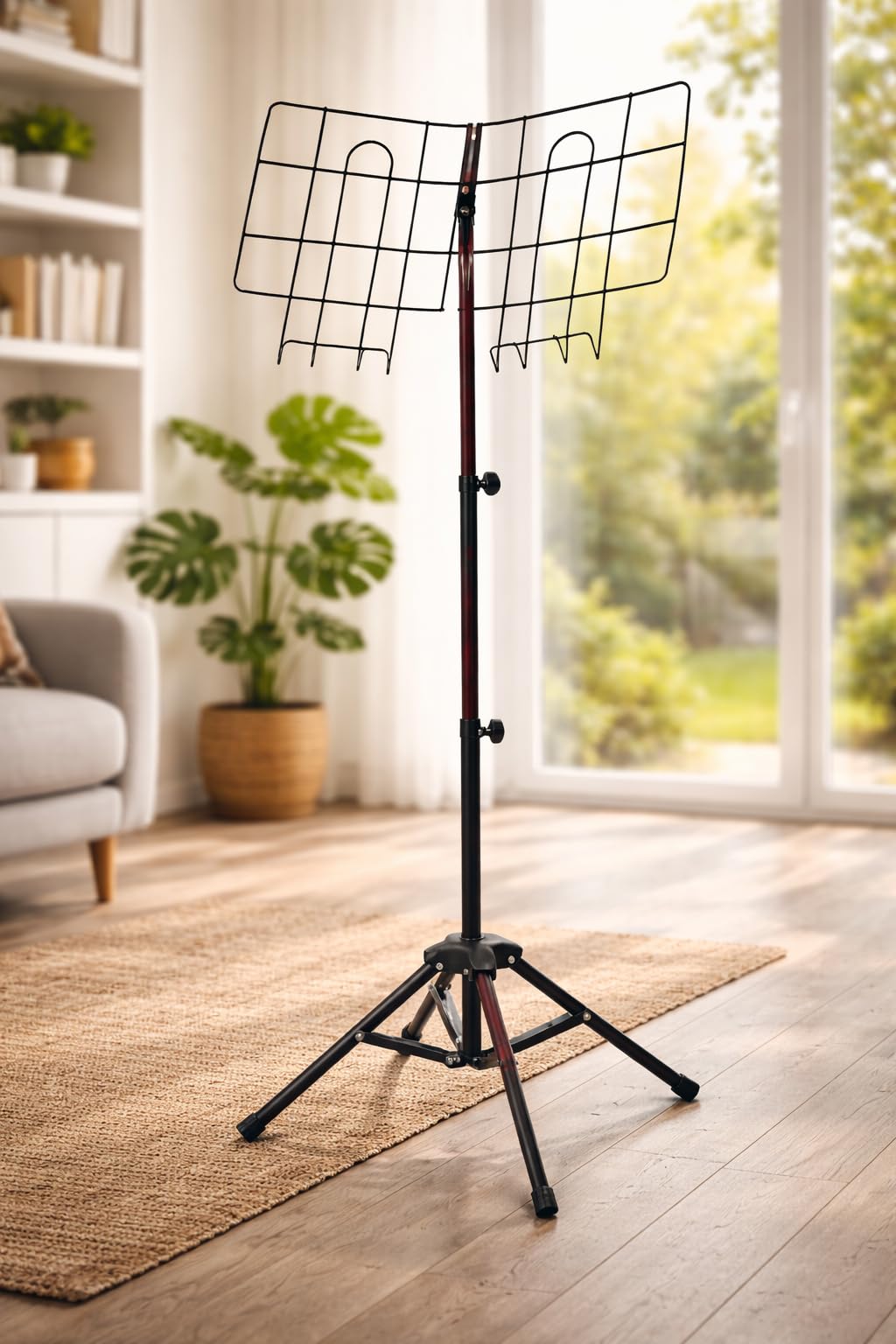 Multi-Level Adjustable Metal Quran Stand – Floor Stand for Quran and Book – Height Adjustable Up to 150cm – Black – Stable and Foldable