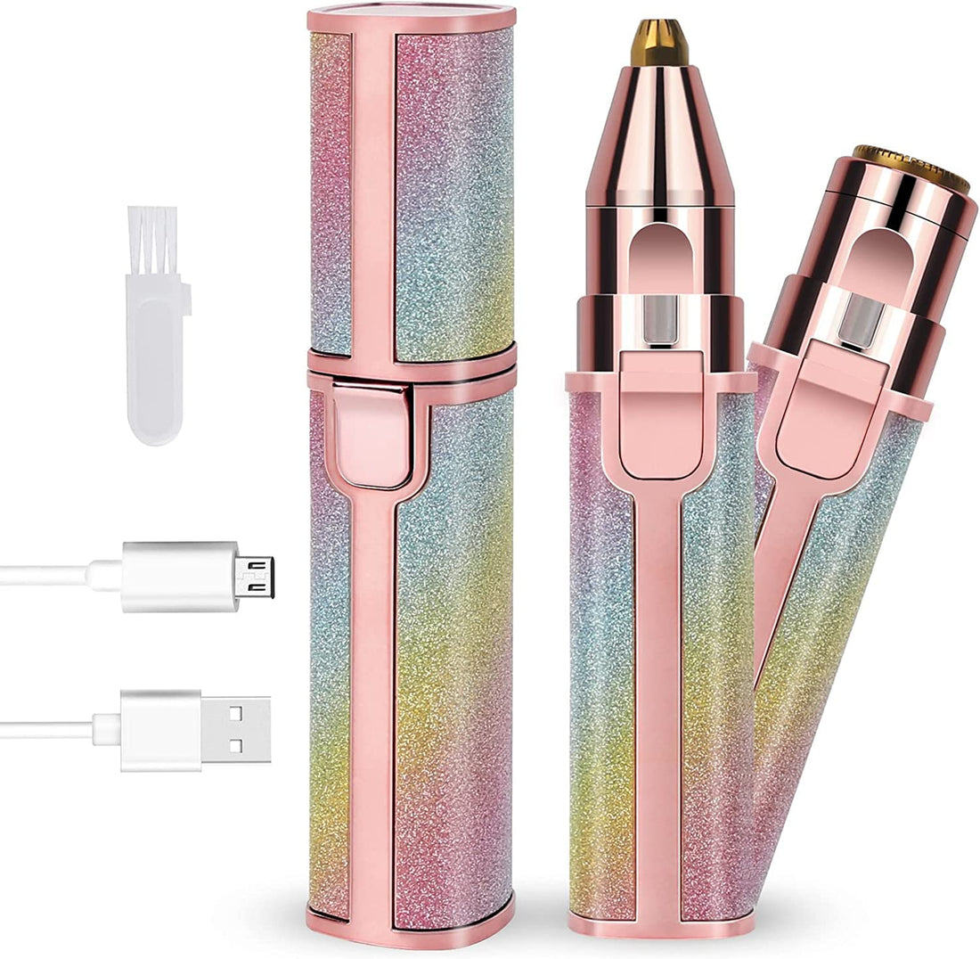 Power MEP-2 in 1 Eyebrow Trimmer & Facial Hair Remover for Women, Rechargeable Eyebrow Razor and Painless Hair Removal, Hair Trimmer and Body Shaver for Lips Nose Face Ear Hair