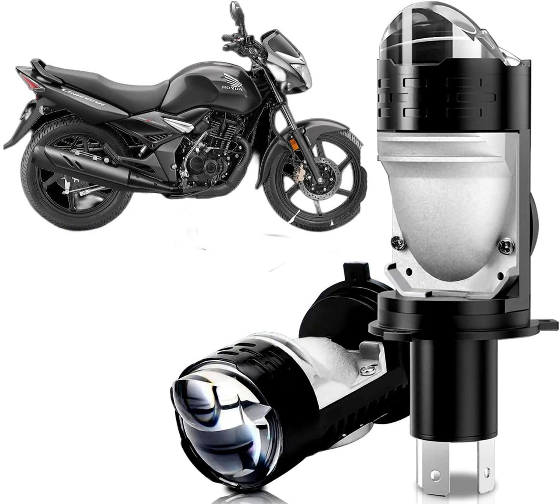 Auto Pearl H4 LED Projector Lens Motorcycle Headlight Bulbs 12V 8000LM Bulb H4 CSP Chip High/Low Beam, 45W-55W Canbus Turbo, 6000K White Light compatible with Unicorn (Pack of 1)