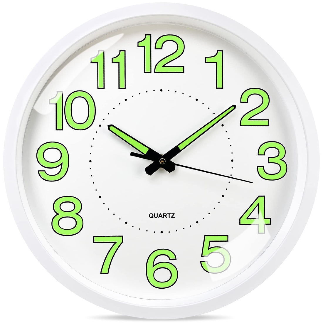 Wall Clock, Night Light Wall Clock, 12 Inch Silent Non-Ticking Wall Clock Luminous Wall Clocks for Living Room Decor Battery Operated Modern Wall Clock for Kitchen Bedroom Office School, White
