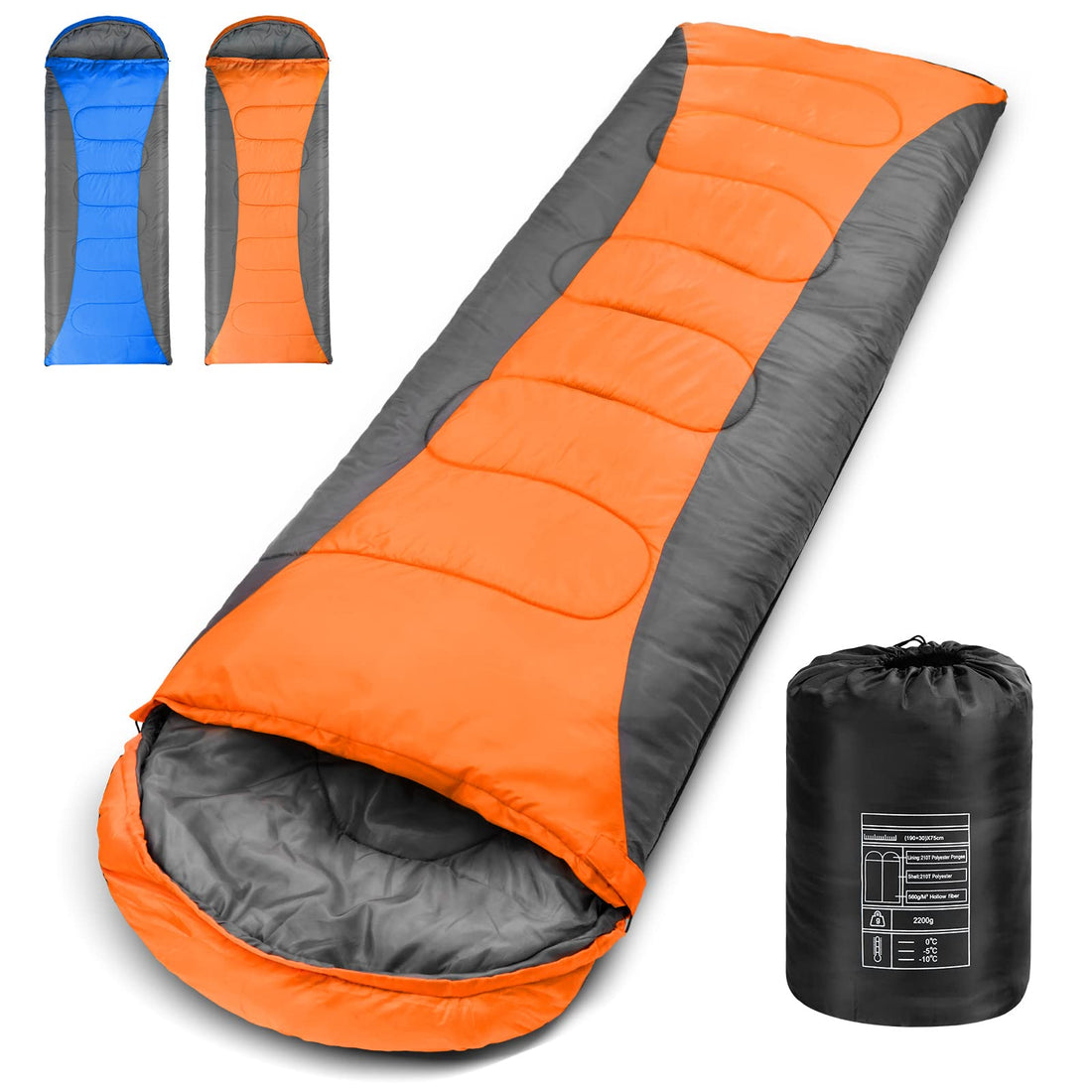 LAMA 2.2kg Adults Sleeping Bag, 3-4 Season Lightweight Waterproof Warm Envelope/Rectangular Sleeping Bags, Camping Sleeping Bag for Men Women Outdoor Hiking Backpacking, with Compression Sack, Oe