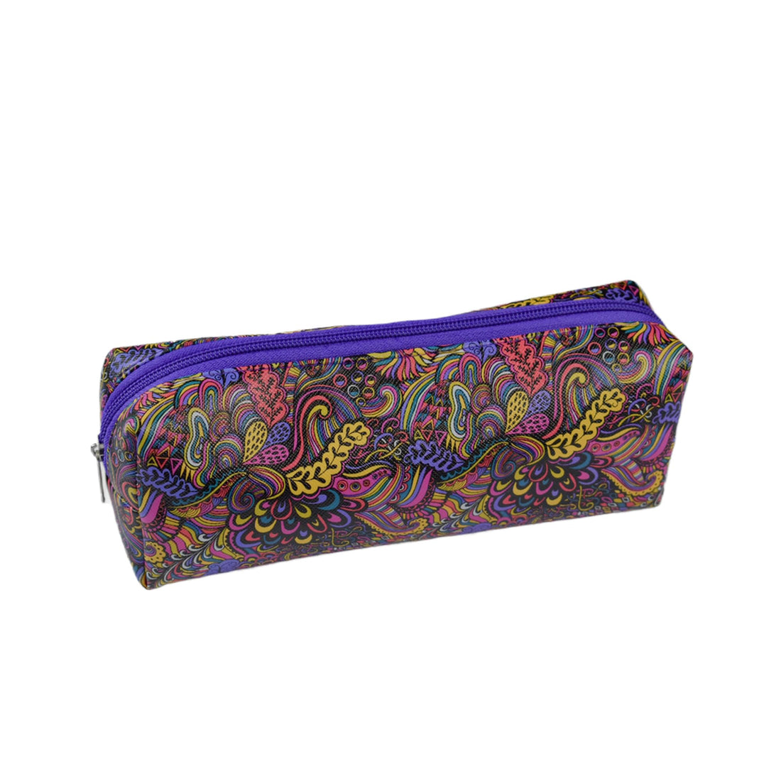 Floral Pattern Pencil Case, Multi-coloured Design with Zipper, 20 cm Storage Pencil case for School and Office Supplies