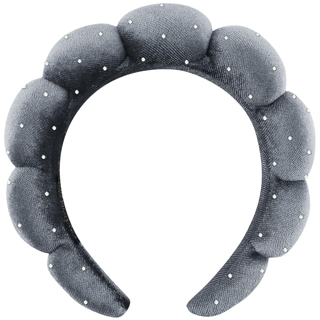 Spa Headbands Puffy Makeup Skincare Headbands for Washing Face or Facial, Terry Cloth Fabric Hairbands for Makeup Removal Shower Skin Treatment(Grey, Rhinestone)