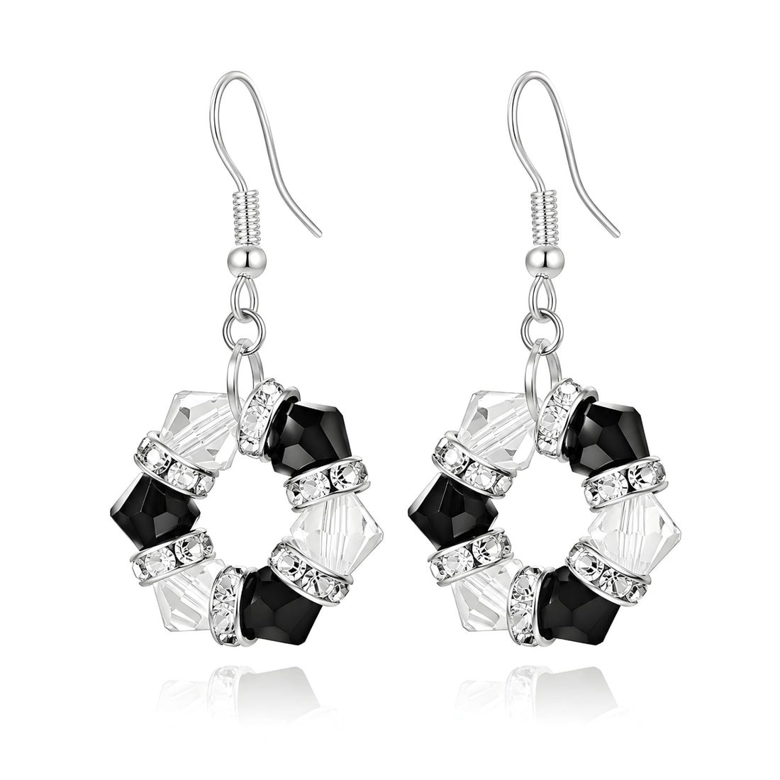 Earrings Crystal Beads with Rhinestone Spacers, Festive Circle Drop Dangle Design