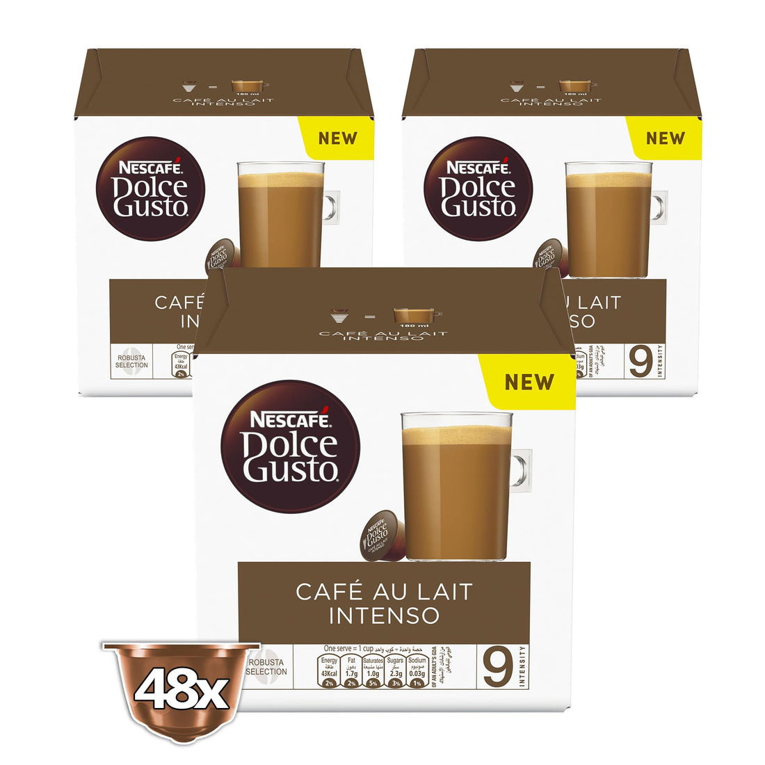NESCAFÉ DOLCE GUSTO Café Au Lait Intenso 160g, 16 Capsules (Pack of 3)