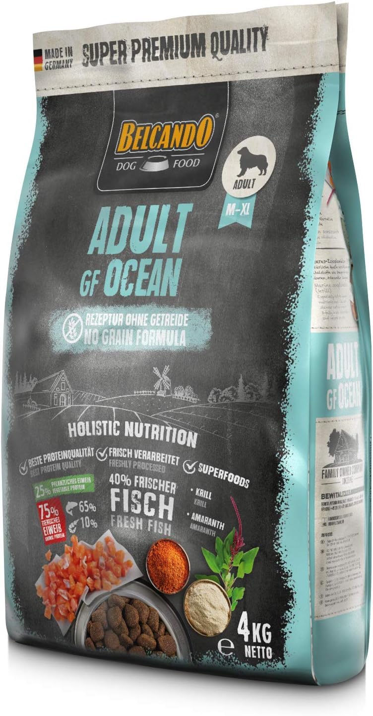 Pets Zone High Energy Dog Food, Dry Kibble, 20kg, Limited Ingredient, for Active Adult Dogs (BEL Adult GF Ocean 4kg)