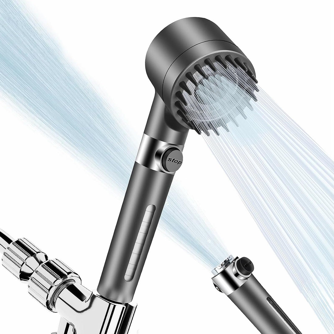 Filtered Shower Head with Handheld 3 Spray Modes High Pressure Shower Head with Filters Detachable Shower Head with 59″ Hose/Bracket/Cotton Filters Power Wash for Hard Water with ON/OFF