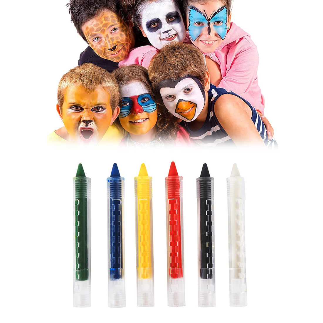 TUKNN Children's Make-Up Set, Body Colour, Children's Make-Up Set, Face Paint, Children's Make-Up Set, Halloween, for Birthday Party, Children's Day, Halloween, Carnival and Christmas, 6 Colours