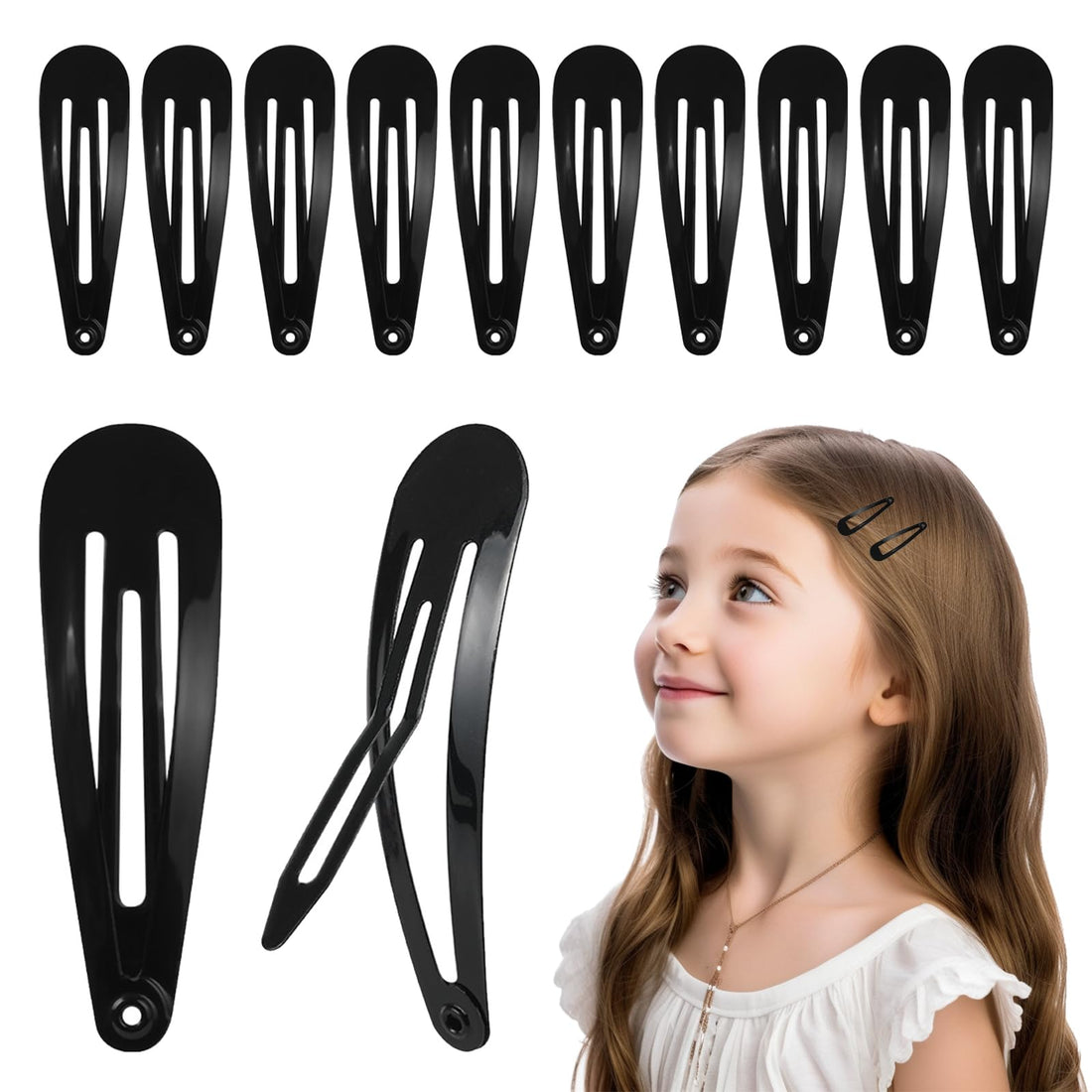 20 Pcs black hair clips,Barrettes Women Metal Snap HairClips,Hair Accessories Snap Hair Clips,Metal Hair Clips,Kids Barrettes Girls' HairAccessories or Girls & Women (Black)