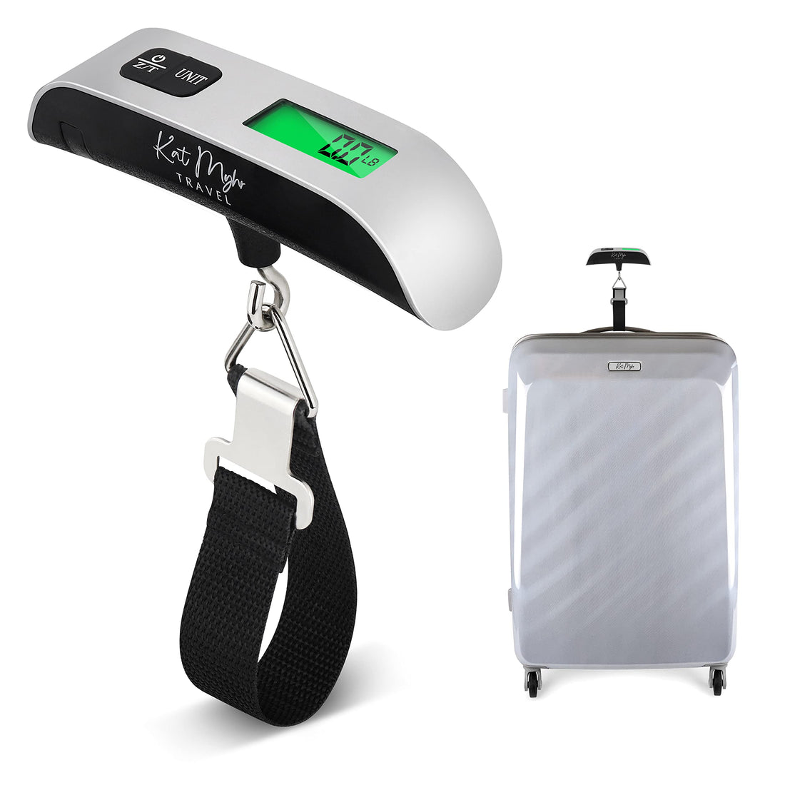 Kat Myhr Digital Luggage Scale - Travel Digital Luggage Weight Scale - Portable Luggage Bag Weight Suitcase Scale - Travel Weight Luggage Scales Suitcase Weighing Scale - Luggage Baggage Weight Scale