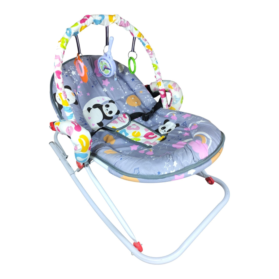 Rocking Chair 3 Levels Fixed Position with Toy Holder and Safety Belt (Grey)