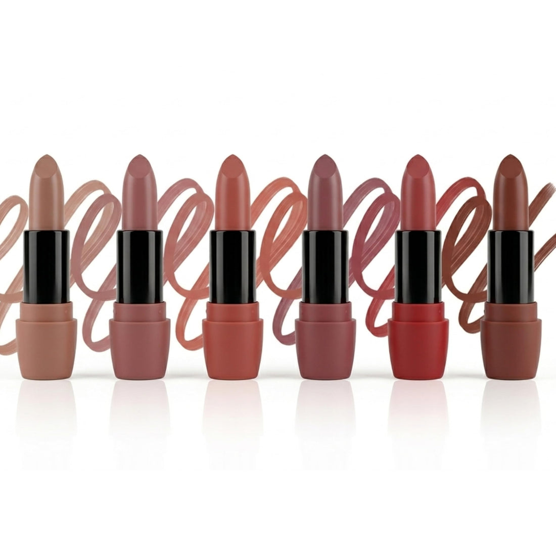 6-piece matte liquid lipstick makeup set, long-lasting matte liquid, non-sticky, non-fading, waterproof ((NUDE))