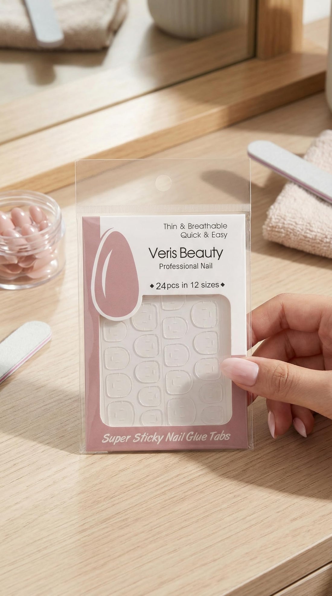 Nopatia 24 Pcs Nail Stickers Clear Strong Double Sided Nail Glue Replacement Easy to Apply and Remove Nail Tips for False Nails at Home Professional Results