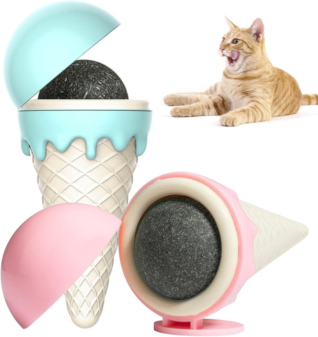 Catnip Ball Toy, Creative Realistic Ice Cream Shaped Catnip Balls Toy, Promotes Good Oral Health, Cleans Teeth and Tongue.(Random colour)