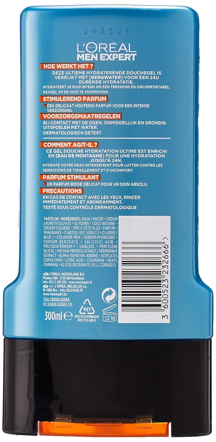 L'Oreal Men Expert Shower Gel - Hydra Power (For Body, Face & Hair) 300ml/10.1oz