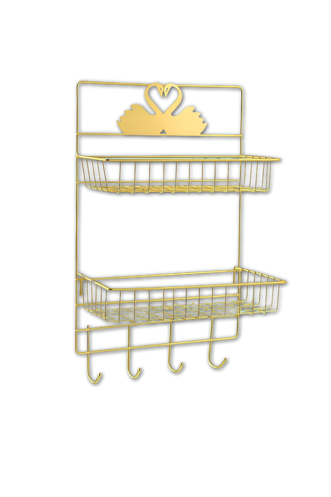 Bedside Shelf - Versatile Wall Storage for Bedrooms and Beyond, Perfect for Student Living, Features Two Tiers and a Chic Gold Finish