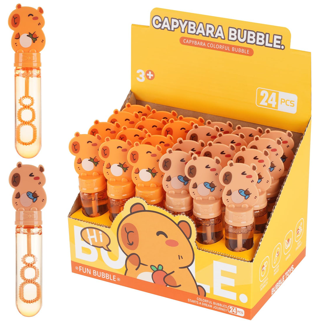 Capybara Party Favors Bubble Wands for Kids Capy Birthday Party Supplies Goody Bag Stuffers Viral Pets Capybara Bubble Blowing Toys 24PCS