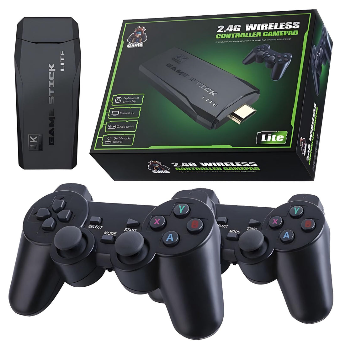 GAME STICK 4K ORIGINAL UPDATED VERSION 11 THOUSAND GAMES with 2 wireless controllers
