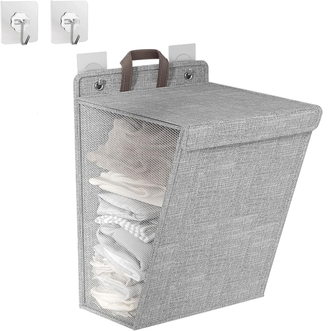 UNIFACE Laundry Hamper,Collapsible Hanging Laundry Basket with Lid and Handles,Space-Saving Wall Hanging Dirty Clothes Basket,Folding Clothes Hamper Storage Basket for Toys Clothes Organizer (1 Pack)