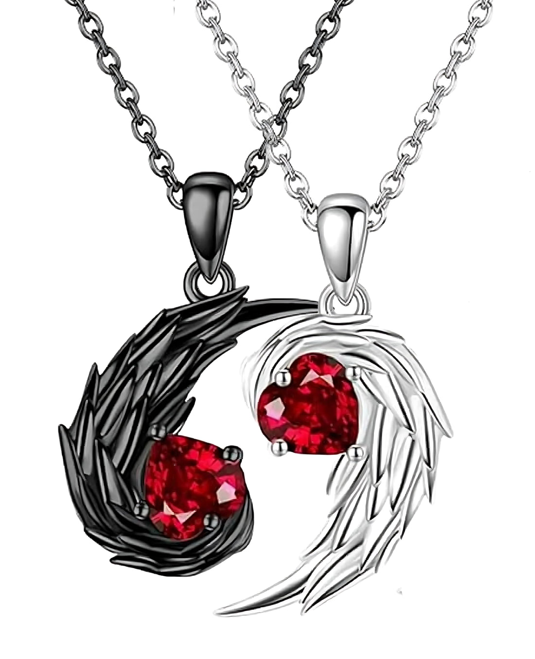 Necklace Couple Feathers Wings Angel For Women Men Romantic Couple's Fashion Day Wife Lover -2 Pcs Zinc Alloy