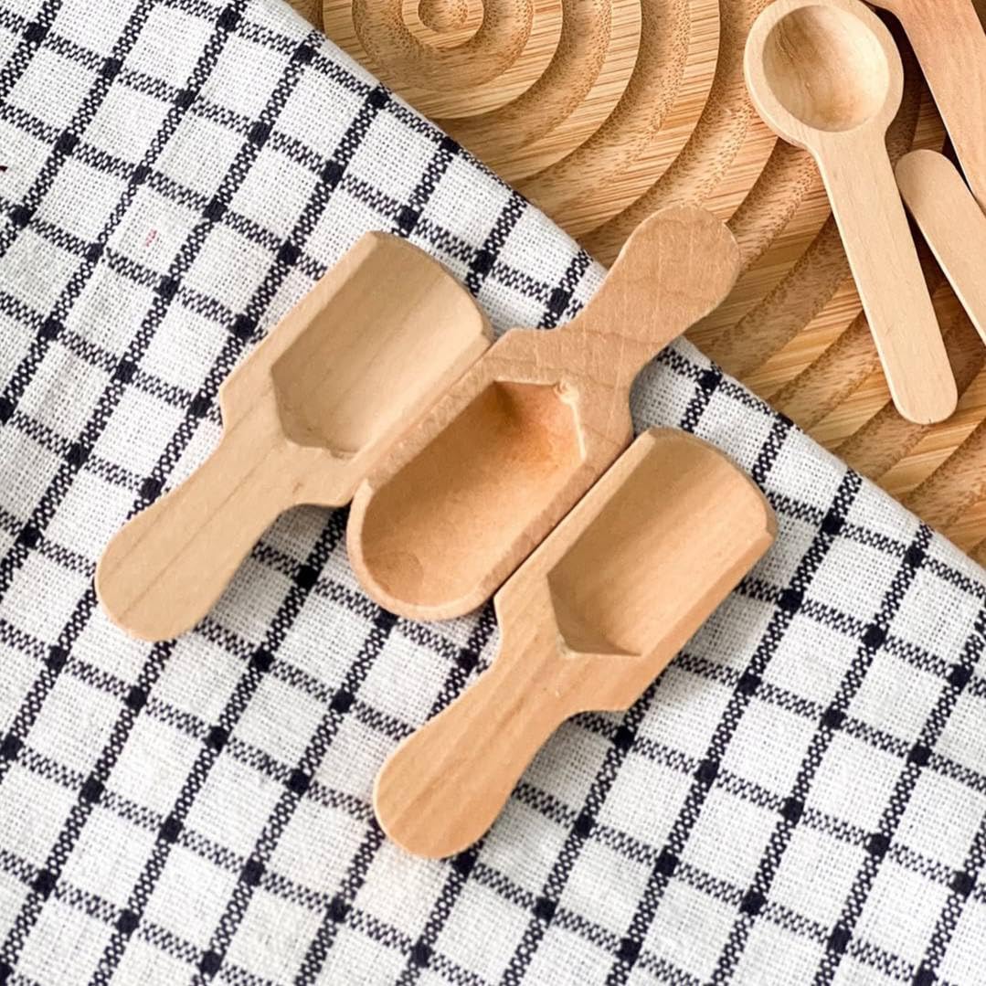 Mini Scoops - Handcrafted Wooden Spoons for Spices, Bath Salt, Sugar, Coffee, Rice, Flour, and Milk Powder