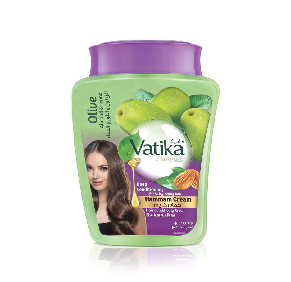 Vatika Naturals Deep Conditioning Hammam Cream (225g) | Natural Extracts of Olive, Almond and Henna | Promotes Silky and Shiny Hair