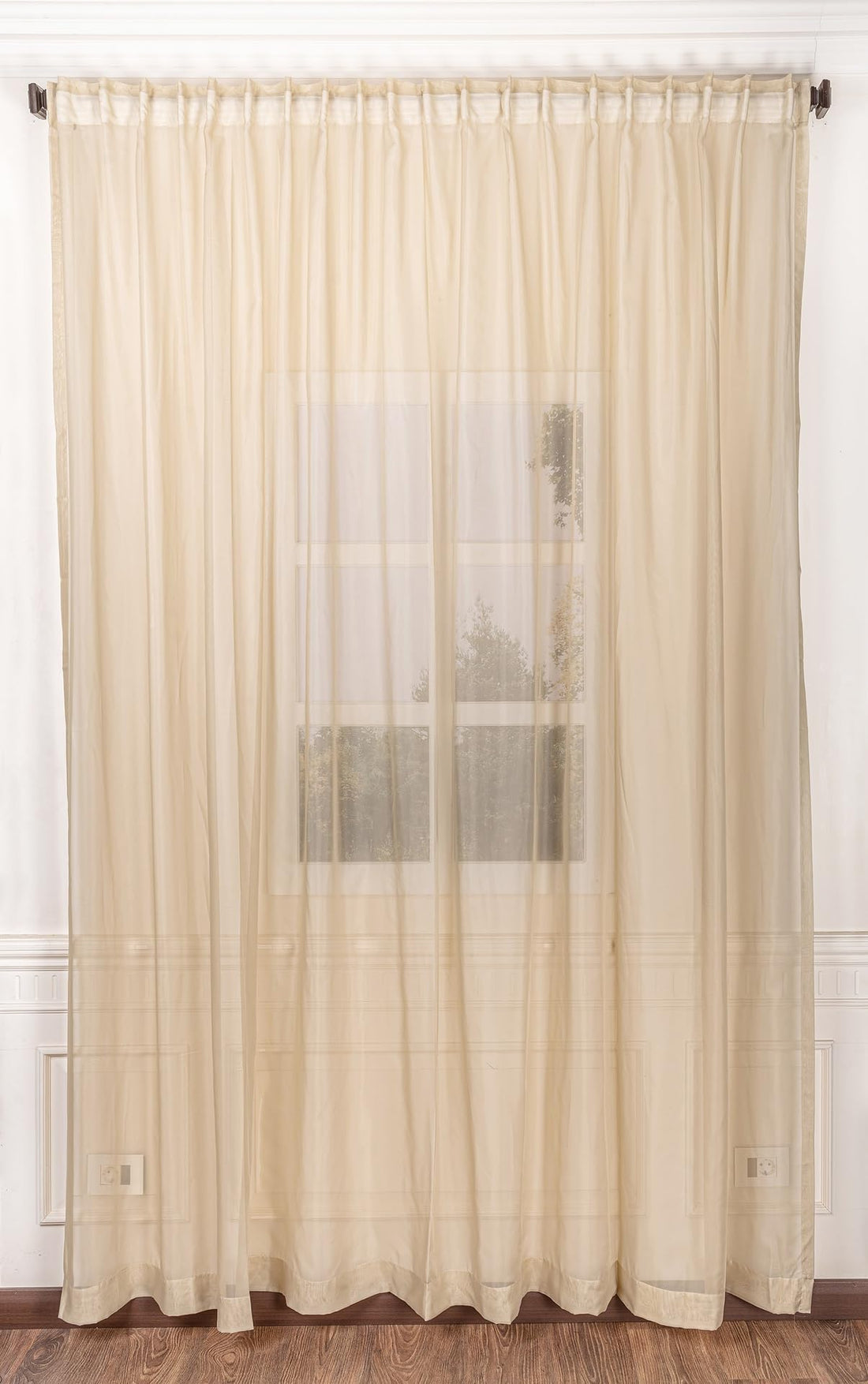 Curtains & Rods Groovit Plain Colored Voile Sheer Curtains - Lightweight and Airy, Elegant Sheer Fabric, Extra Wide Drapes - Crème - 1 Panel (300cm W x 280cm L)