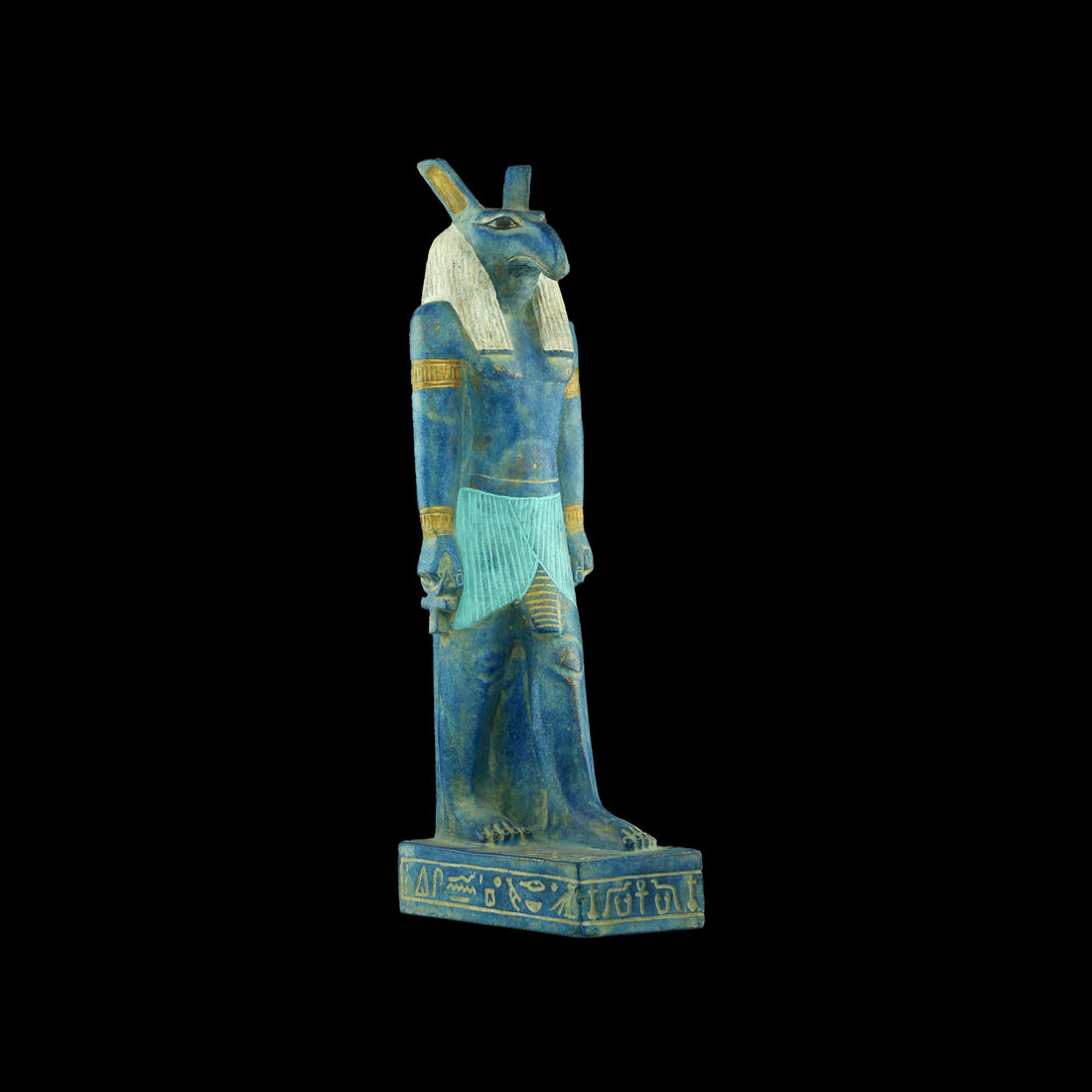 Egyptian statue of God Set (Seth) and Suetekh was the God of chaos,violence,deserts and storms he is the murderer of his brother Osiris Large statue unique blue hand art made in Egypt
