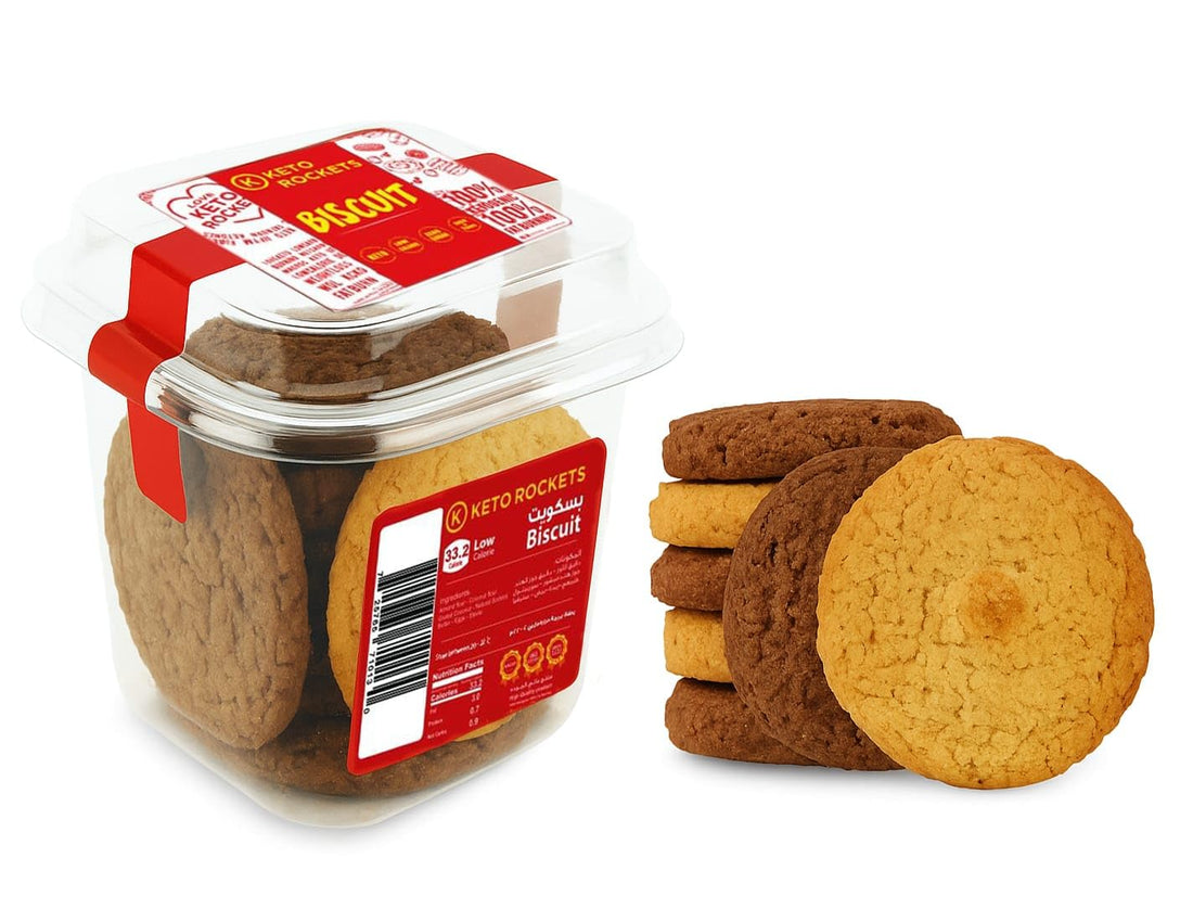 Keto Rockets Digestive Fresh Biscuits | Chocolate & Plain | - Diet - Healthy - Sugar Free Sweetened with Natural Stevia - Free of Preservatives - Gluten Free (7 Pieces)