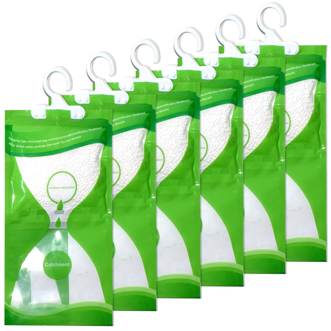 6 Pack Hanging Moisture Absorber,Wardrobe Dehumidifier Hanging Bags,Moisture Absorber Moistureproof Desiccant Use for Kitchen Wardrobe,Closet Dehumidifier Bags,160 gram each