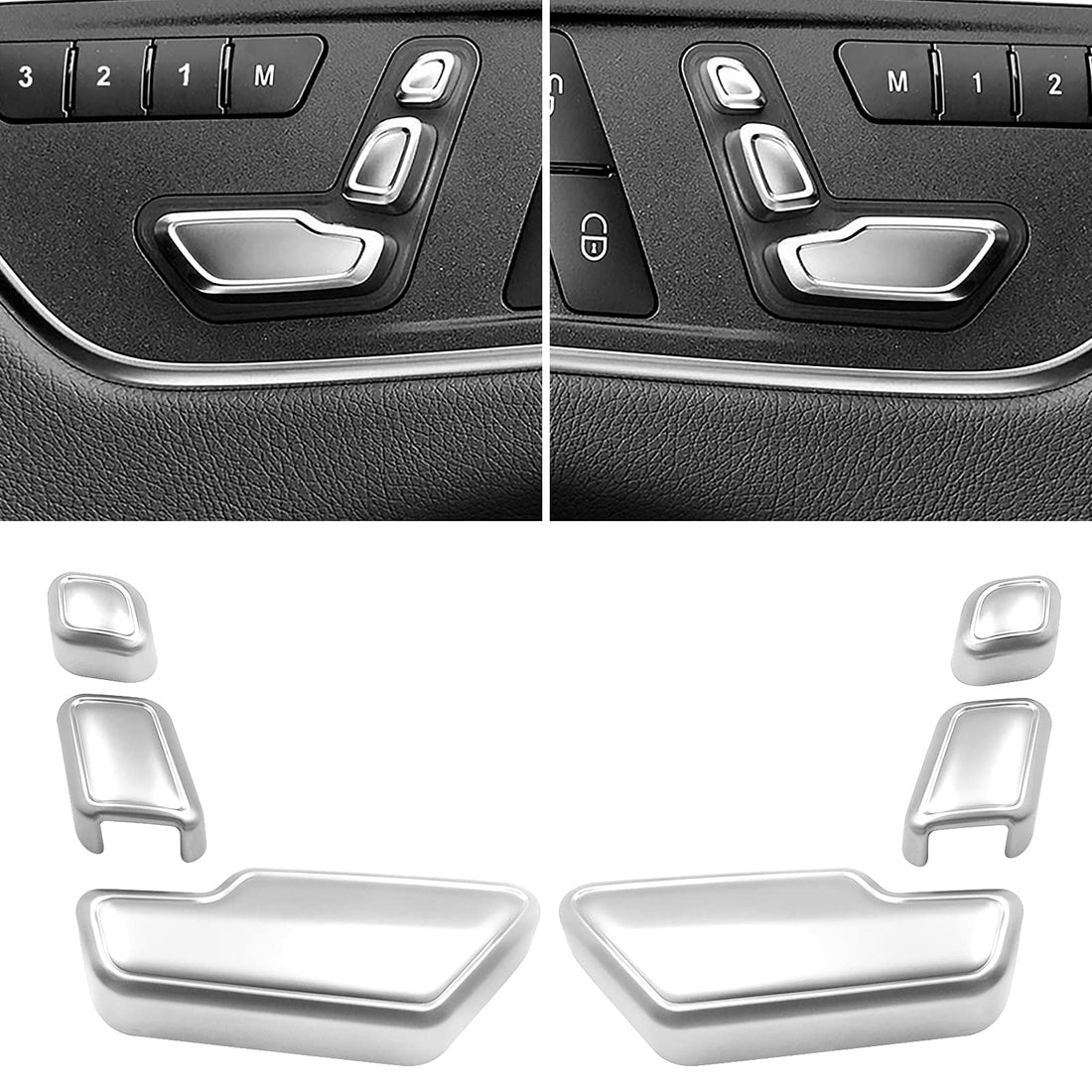 Door Seat Adjust Button Cover for Mercedes Benz, 6 Pcs Seat Adjustment Button Caps for B-Class W246 / C-Class W204 / E-Class W212 / ML W166 / CLA W117 / GLK X204 / GL X166 / CLS W218