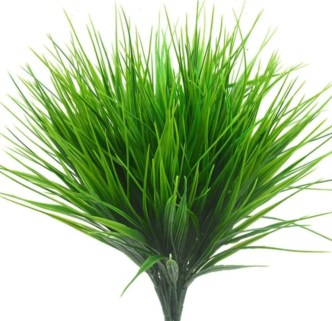 Bundles, Artificial Grasses Outdoor,Wheat Grass Fake Plants, wood and creative, Outdoor, Grass Artificial Greenery Stems Plastic Shrubs for Patio Garden Farmhouse Front Porch Home Window Box Decor
