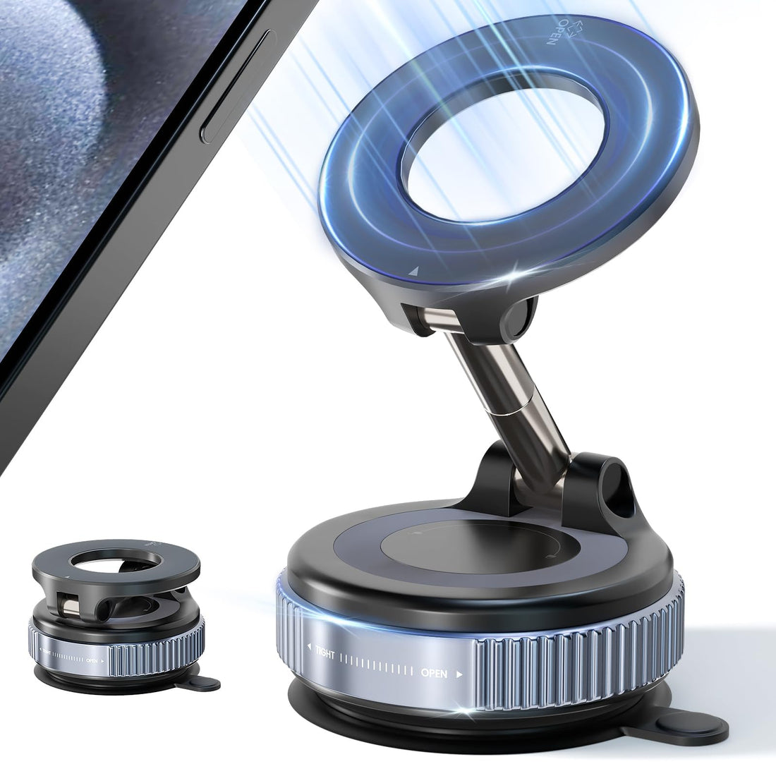 2025 Upgraded Vacuum Magnetic Phone Holder Stand, Compatible with Magsafe Suction Cup Phone Mount 89+LBS Strongest Suction & 2800gf Strongest Magnetic AdjustableSwivel Lock, for Your Car/Gym/Kitchen