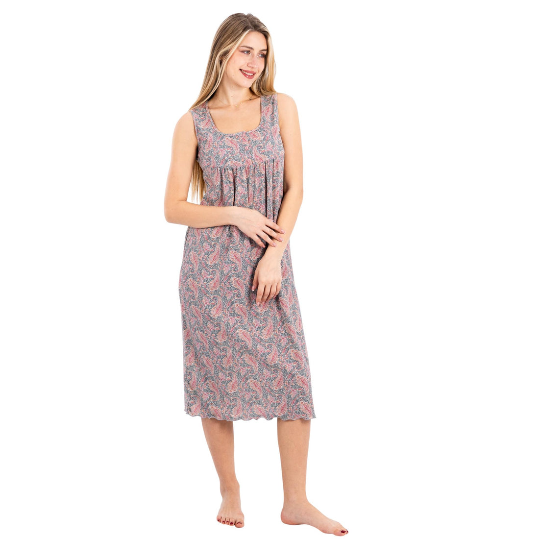Women's Sleeveless Cotton Nightgown | Soft Printed Sleep Dress for Homewear | Sizes M to 4XL